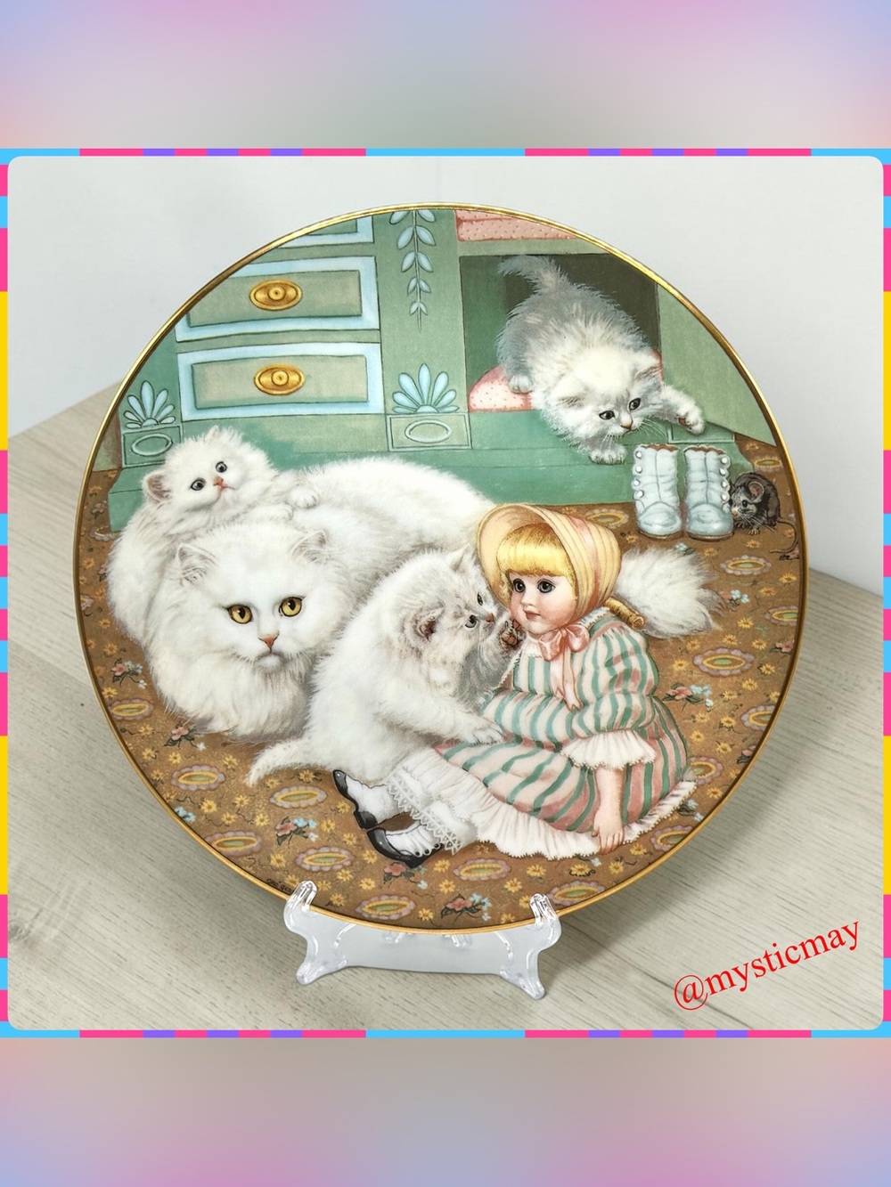 Vintage 1988 CAPTIVE AUDIENCE Persian Cat COLLECTOR PLATE Hamilton Collection